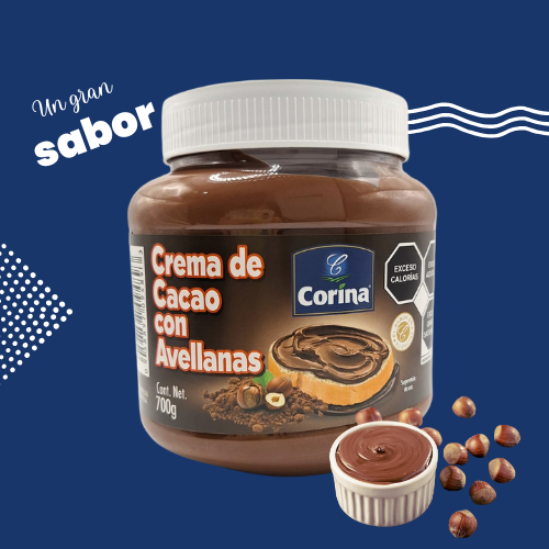 CREMA DE AVELLANAS CON CACAO, CONT.NET. 700 G, CAJA CON 6 PIEZAS